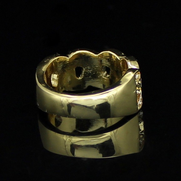 Accessories Mens14k Gold Cuban Link Pinky Ring Icy Cz Band Poshmark